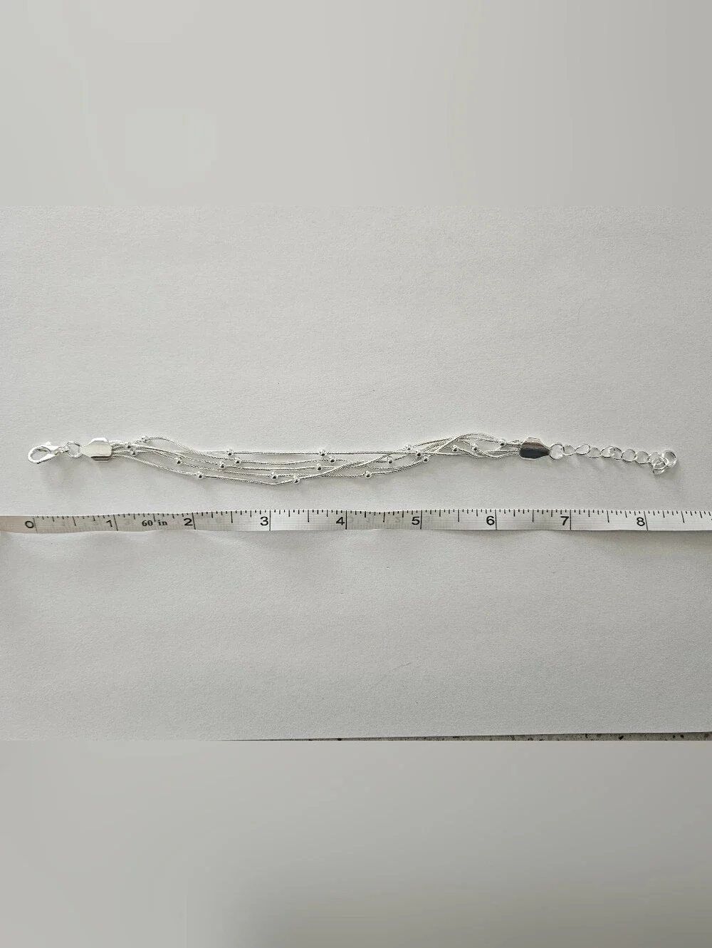 NWT Silver Multi-Strand Beaded Bracelet Bridal Wedding Prom Party Feminine - Picture 4 of 6